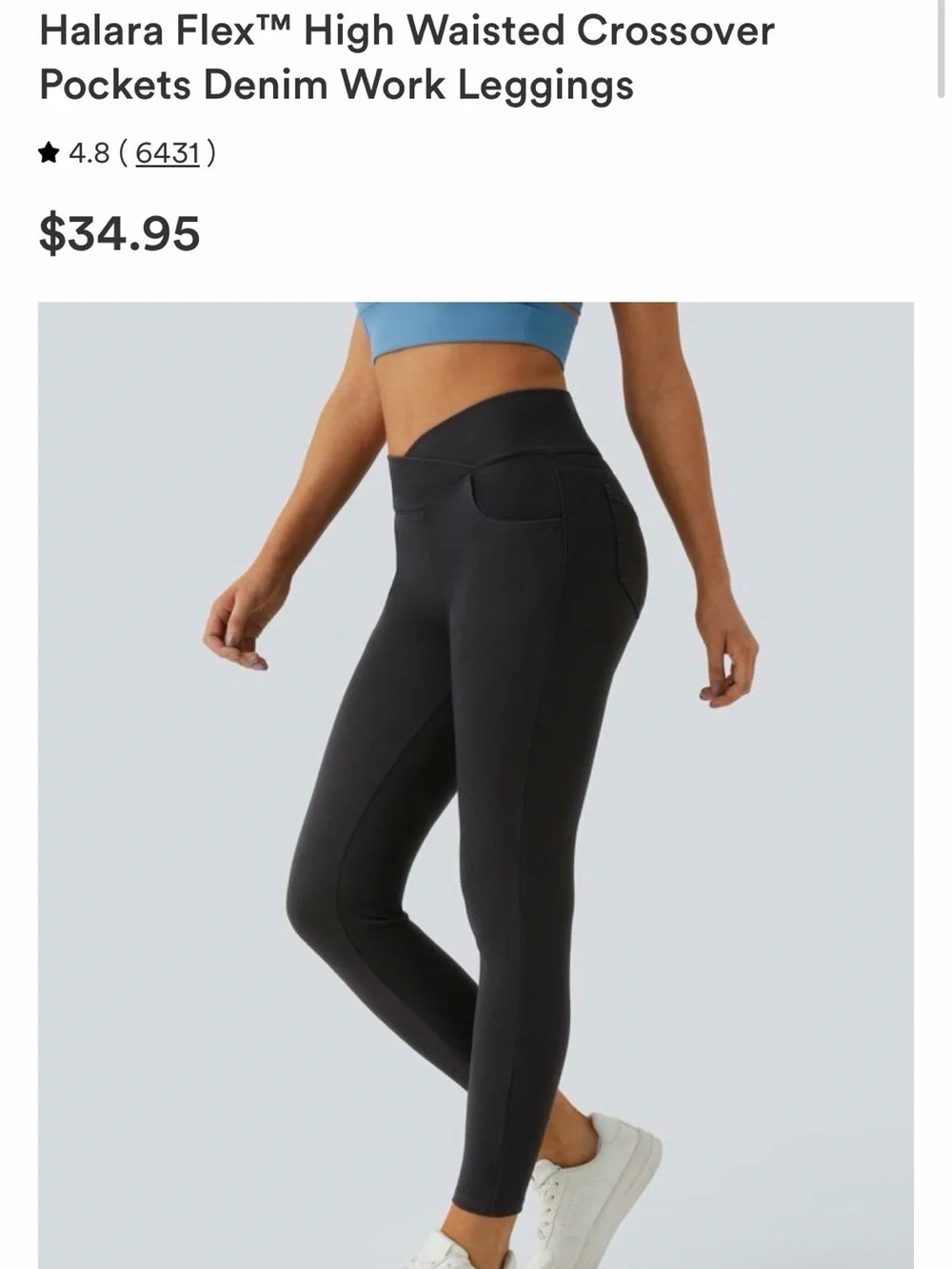 NWT HALARA Flex Black High-Rise Cross-Waist Jean Leggings